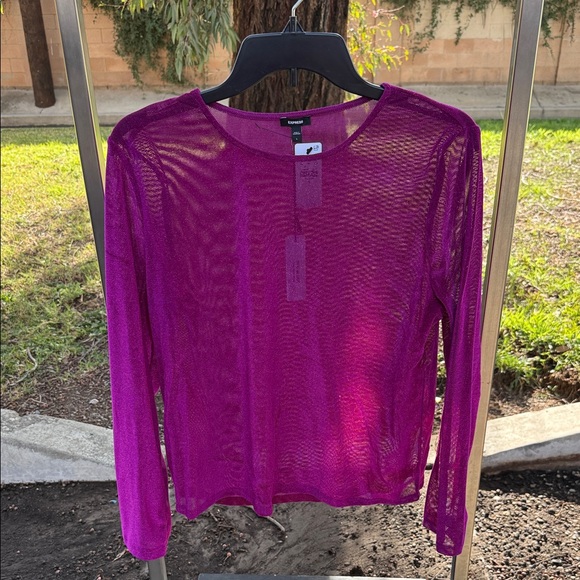 Express Tops - Express Vibrant Pink Sheer Blouse